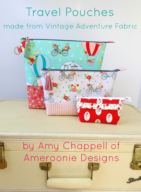 DIY Travel Pouch Tutorial with Vintage Adventure Fabric featured by top US sewing blog, Ameroonie Designs
