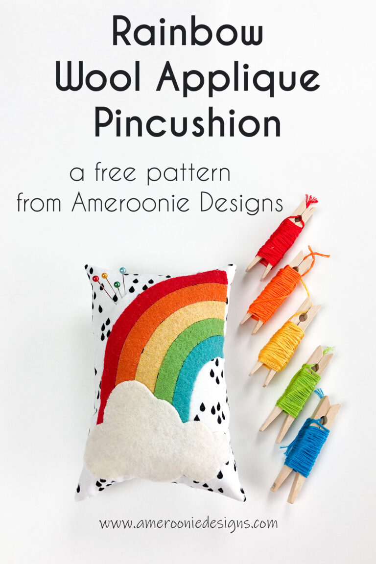 Rainbow Wool Applique Pincushion - Ameroonie Designs