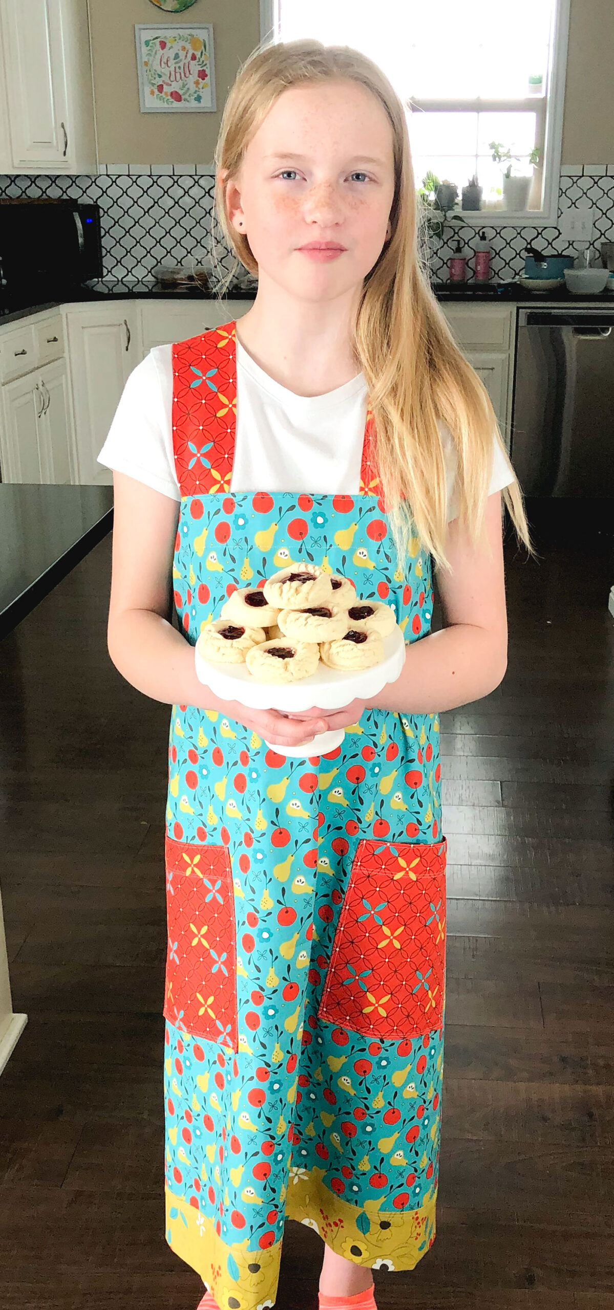 Handmade Holiday Stripe Tween Girl Apron Gift for Crafting Art or Baking 