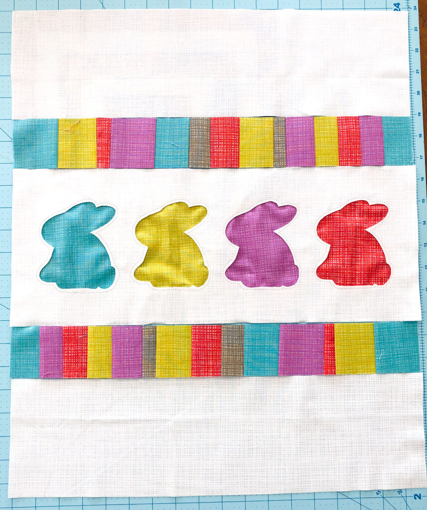 Bunny Hop Pillow tutorial by Top US sewing blog Ameroonie Designs: image of assembling Bunny Hop pillow front.