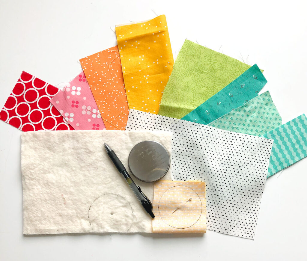 Rainbow Sunset Mug Rug tutorial by Top US sewing blog Ameroonie Designs. Image of: supplies needed to sew mug rug.