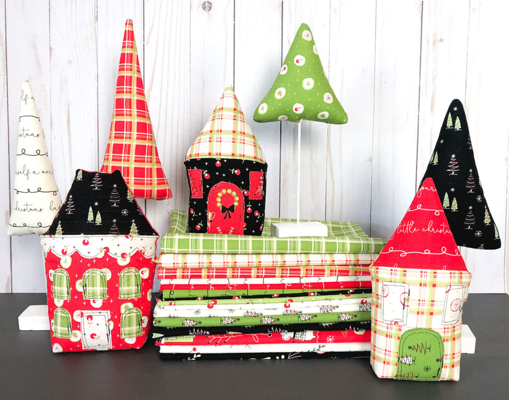 Download Fabric Christmas Village Ameroonie Designs Stuffed Houses And Trees PSD Mockup Templates