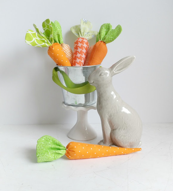 Sewing Tutorials: How to Make Fabric Carrots, a tutorial featured by top US sewing blog, Ameroonie Designs: Add fabric carrots to a bucket and use as a decoration with a bunny for spring or Easter.