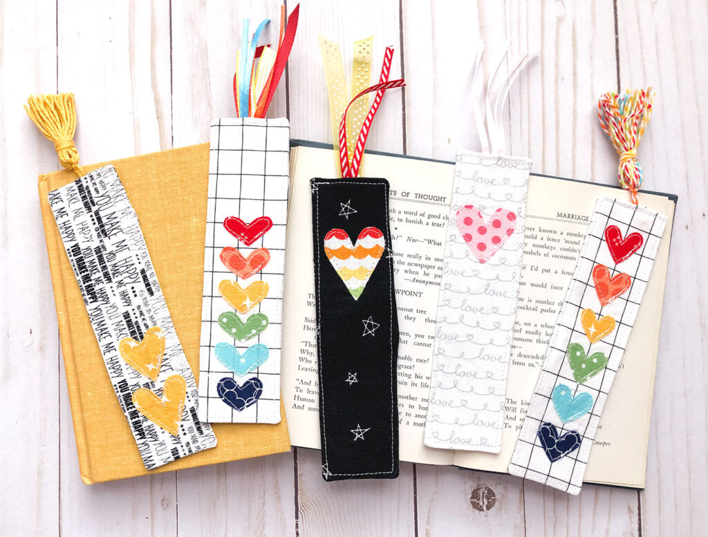 Summer Sewing Series with top US sewing blog Ameroonie Designs. Image of fabric scrap bookmarks.