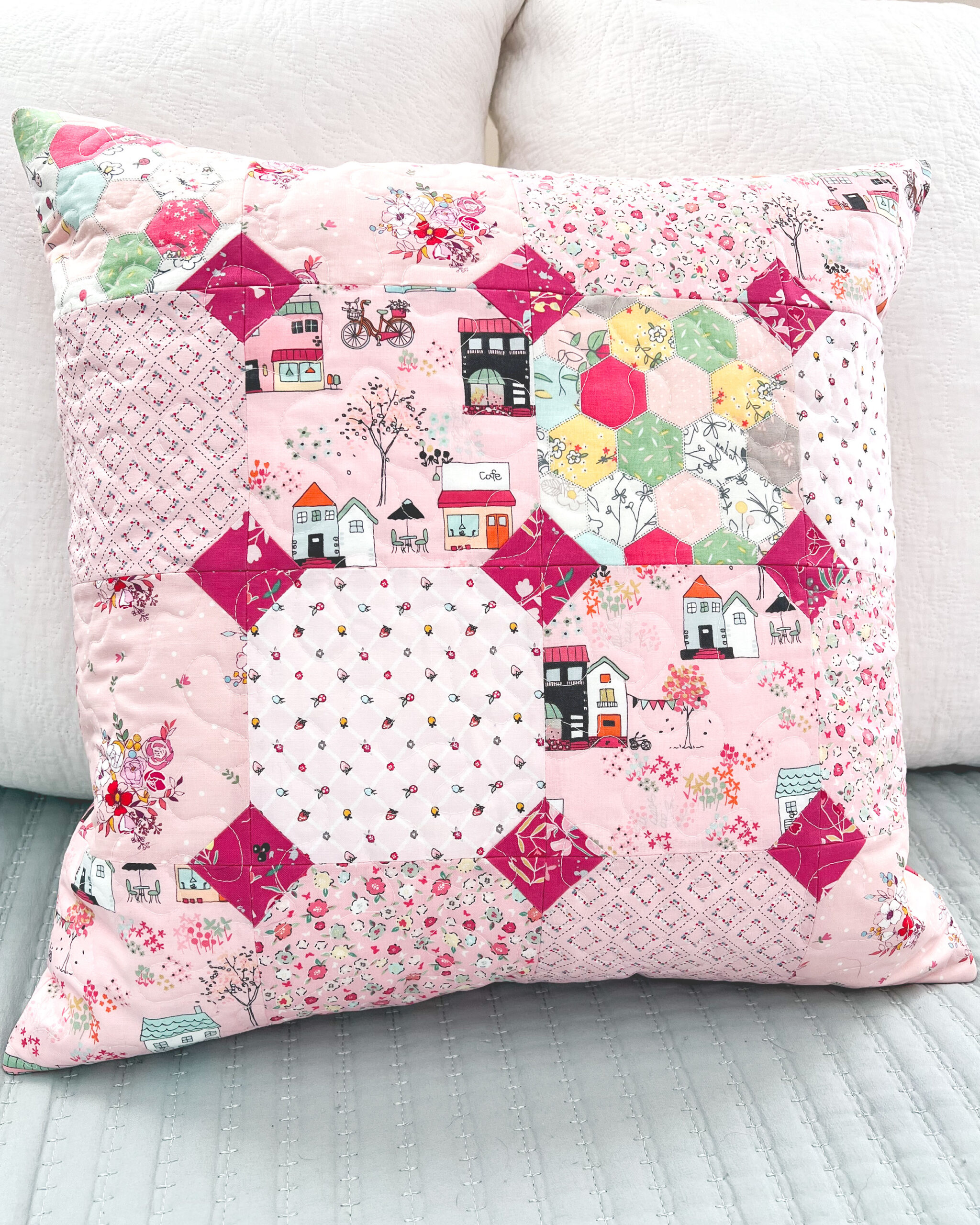 How to sew a pretty patchwork pillow with pizzazz - Ameroonie Designs